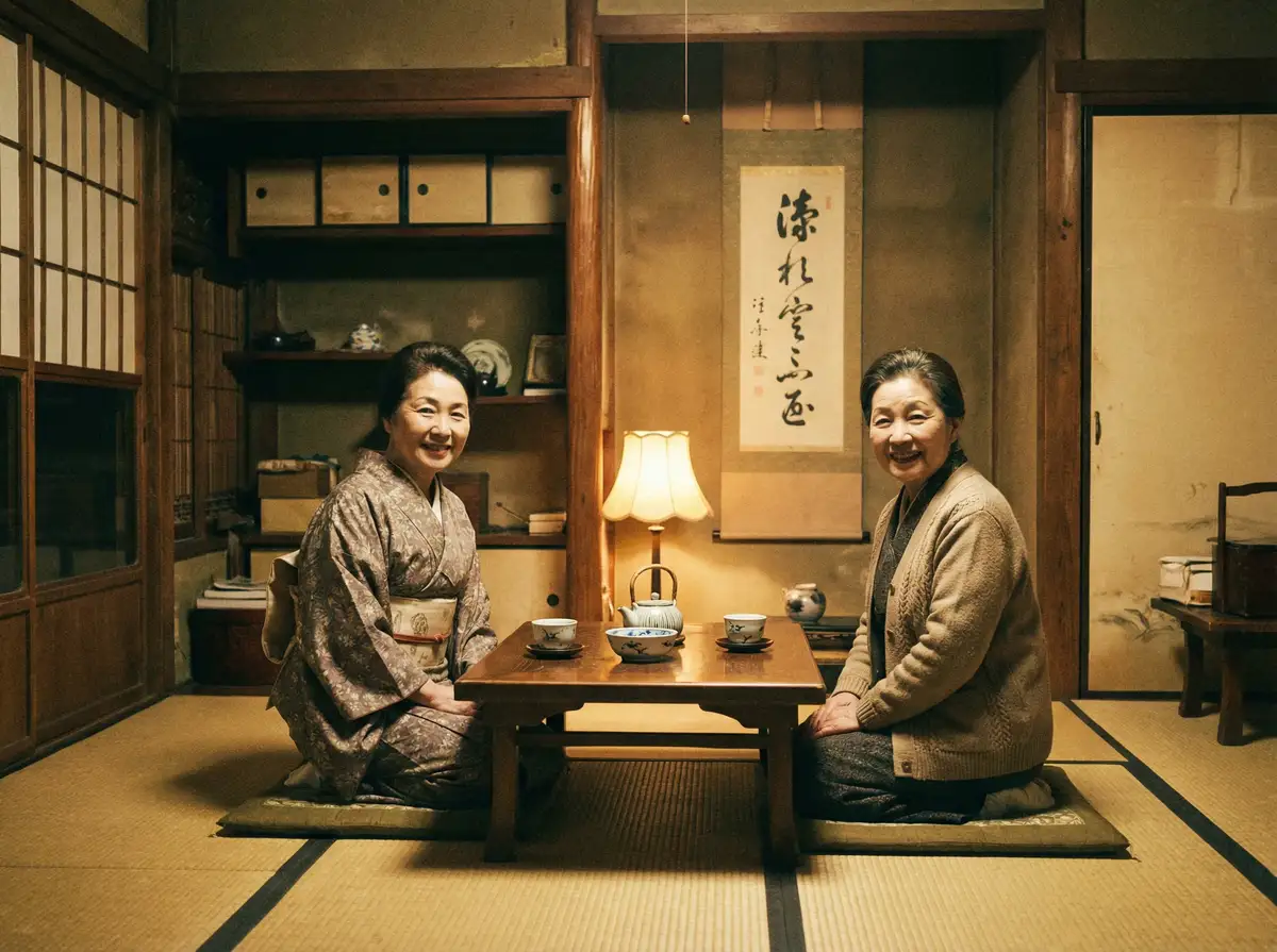 两位优雅的 《海角吃瓜》_海角吃瓜最新地址 | 深度揭秘海角吃瓜 在日式茶室中品茶交谈